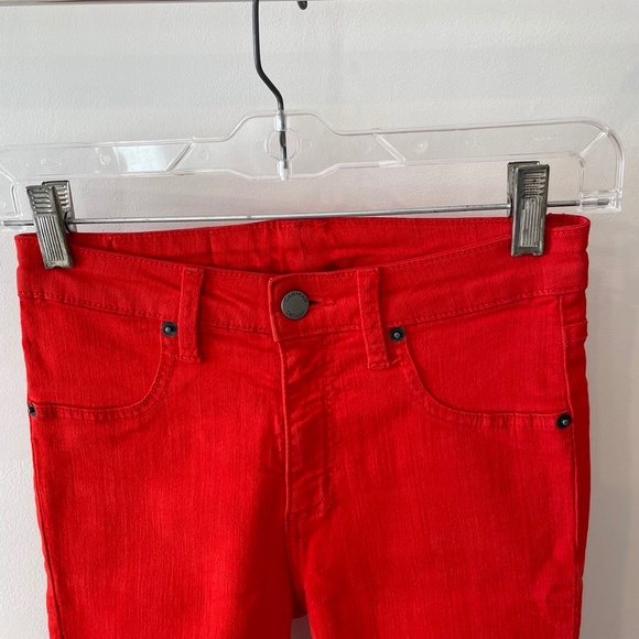 Skinny Bright Red Carmar Jeans Size 25 High Rise - Picture 1 of 9
